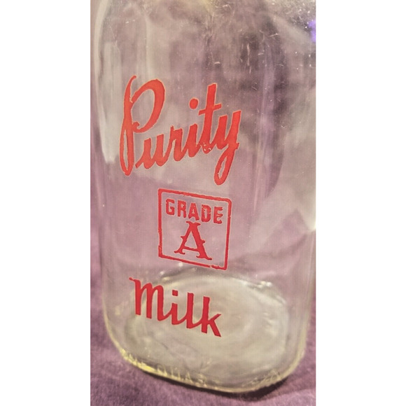 From Countertops Past: 1950s Purity Maid Milk Bottle in Grade-A Shape Vintage - Picture 8 of 9